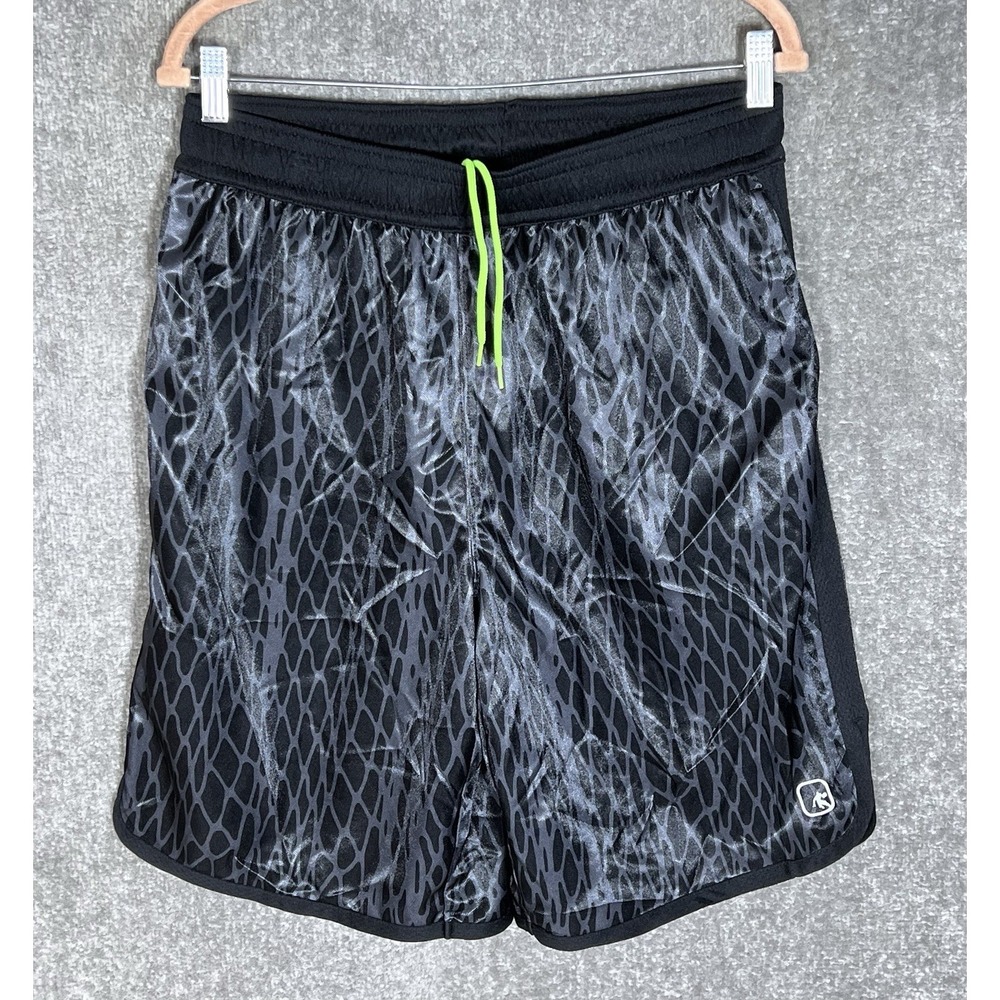 AND1 Dazzle Shiny Basketball Shorts Mens Sz Medium Black Gray Geometric Pockets
